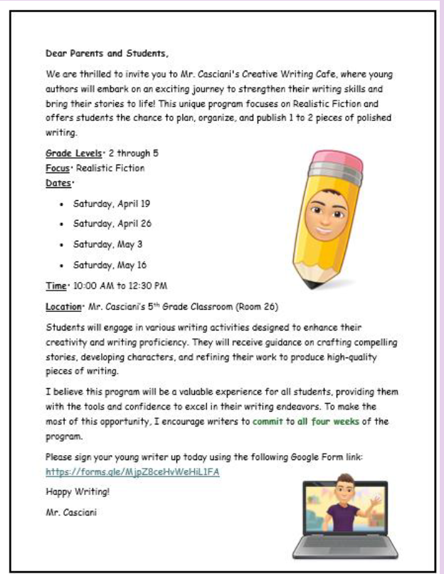 Creative Writing Flyer